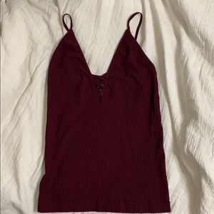 Free people cross tank in burgundy